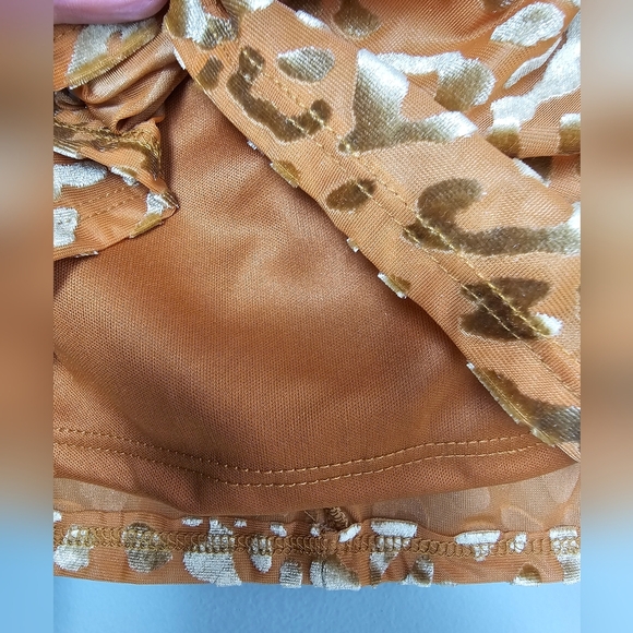 Silence + Noise Brenna Strapless Velvet Burnout Print Mini Dress in Mustard, M - Picture 10 of 14